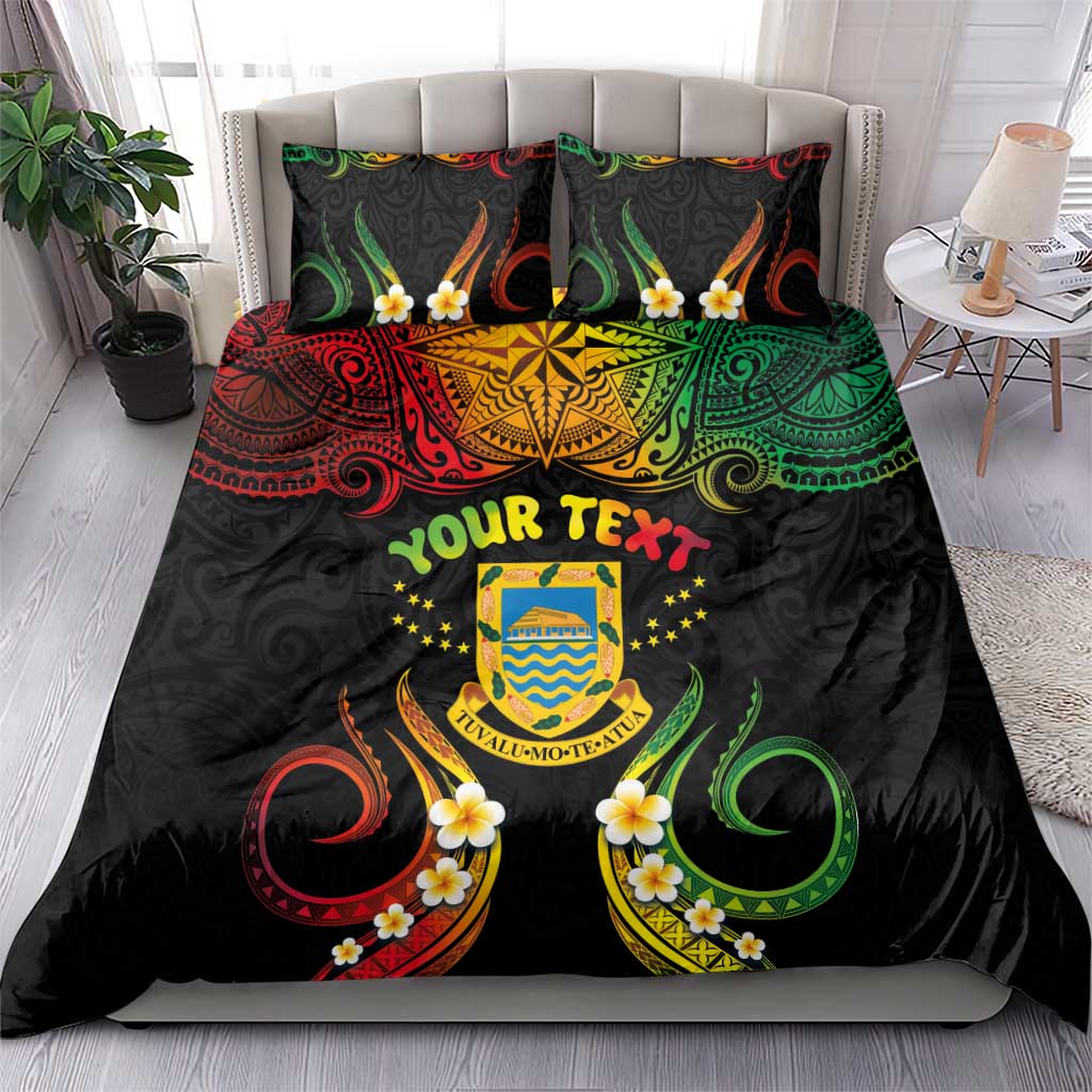 Personalised Tuvalu Independence Day Bedding Set Polynesian Tattoo and Plumeria Reggae Color LT03 - Polynesian Pride