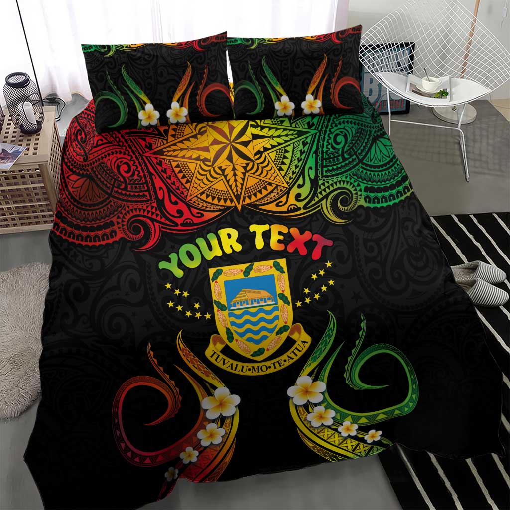 Personalised Tuvalu Independence Day Bedding Set Polynesian Tattoo and Plumeria Reggae Color LT03 - Polynesian Pride