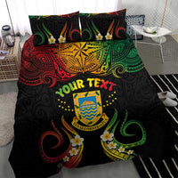 Personalised Tuvalu Independence Day Bedding Set Polynesian Tattoo and Plumeria Reggae Color LT03 - Polynesian Pride