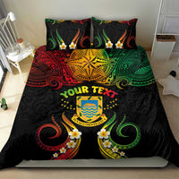 Personalised Tuvalu Independence Day Bedding Set Polynesian Tattoo and Plumeria Reggae Color LT03 - Polynesian Pride