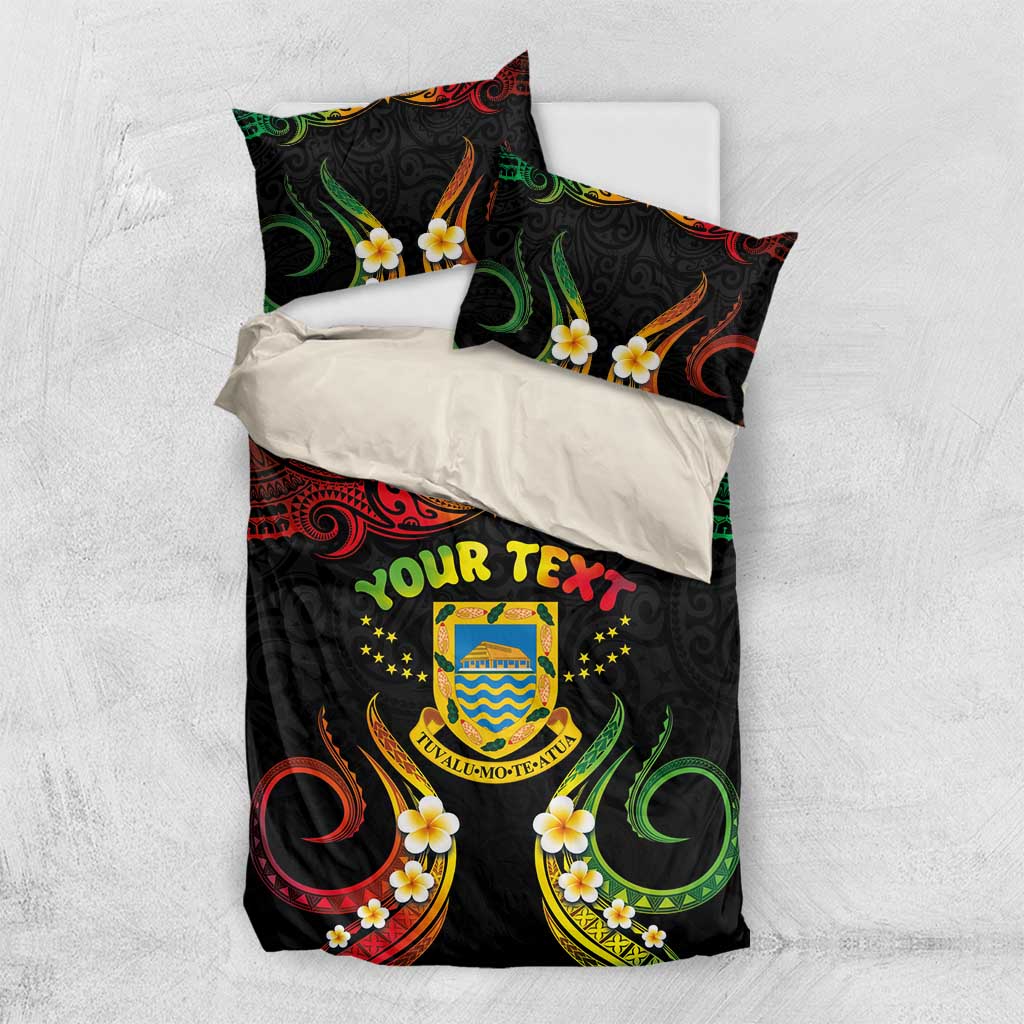Personalised Tuvalu Independence Day Bedding Set Polynesian Tattoo and Plumeria Reggae Color LT03 US Twin 172cm x 218cm Reggae - Polynesian Pride