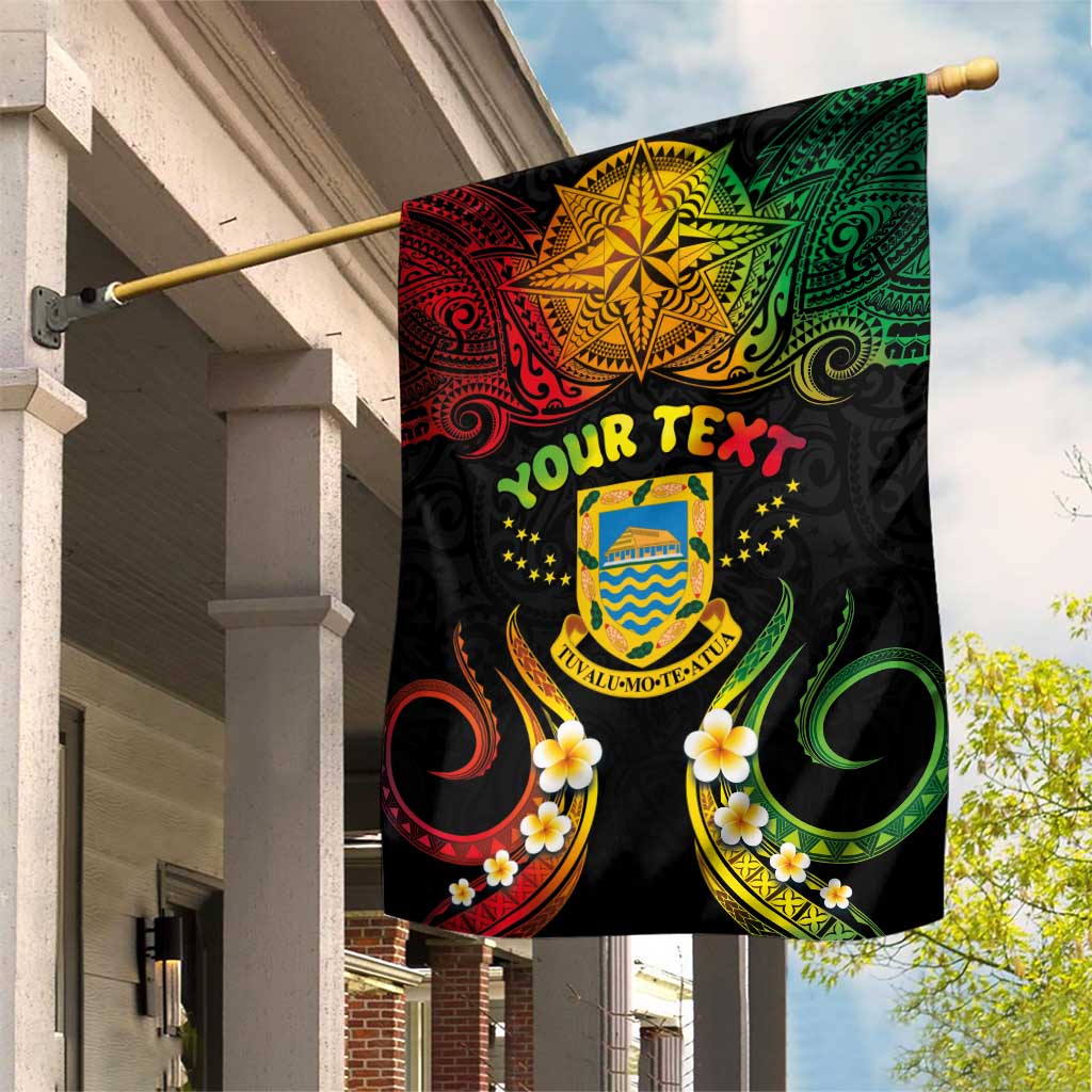 Personalised Tuvalu Independence Day Garden Flag Polynesian Tattoo and Plumeria Reggae Color LT03 House Flag Reggae - Polynesian Pride