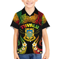 Personalised Tuvalu Independence Day Kid Hawaiian Shirt Polynesian Tattoo and Plumeria Reggae Color LT03 Kid Reggae - Polynesian Pride