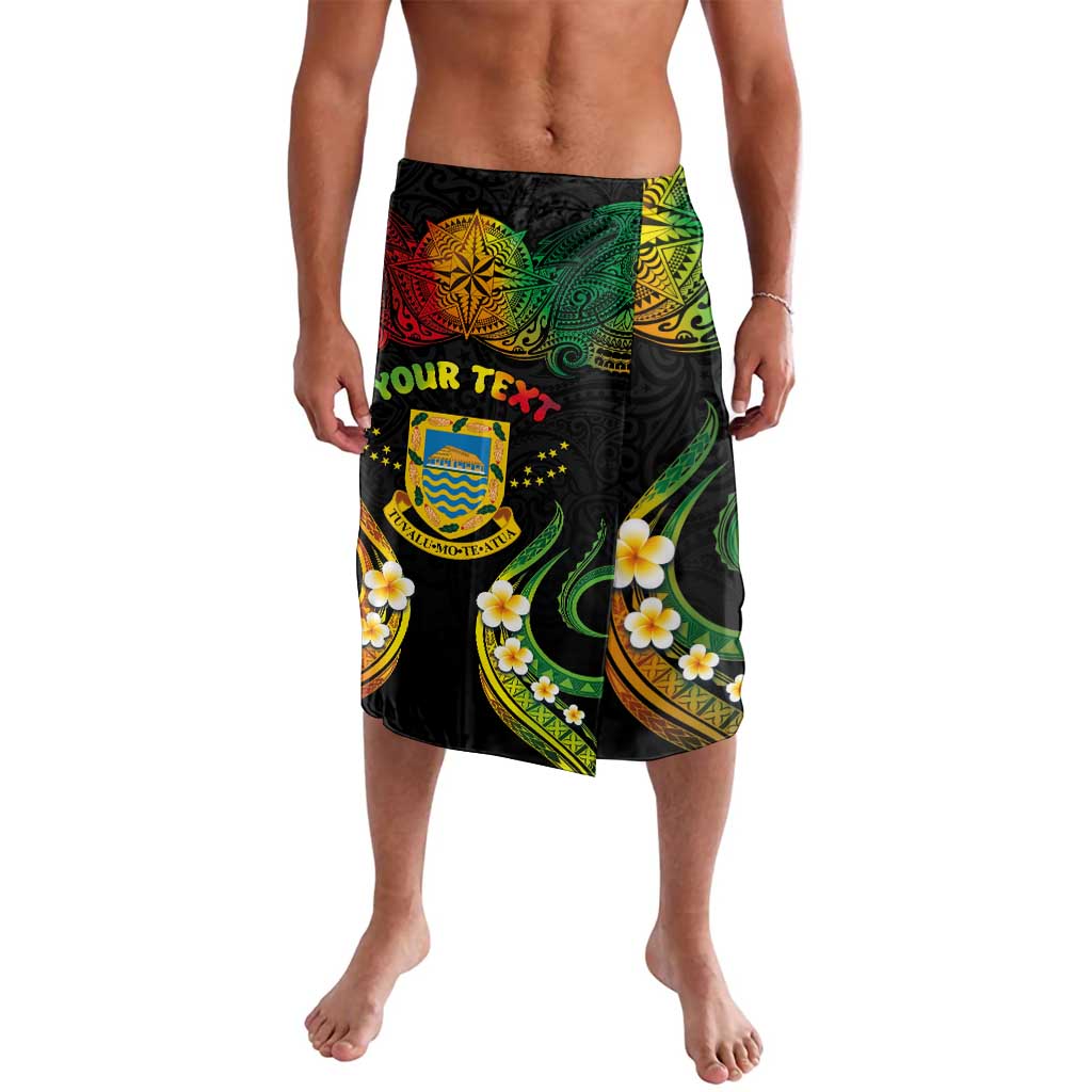 Personalised Tuvalu Independence Day Lavalava Polynesian Tattoo and Plumeria Reggae Color LT03 Reggae - Polynesian Pride