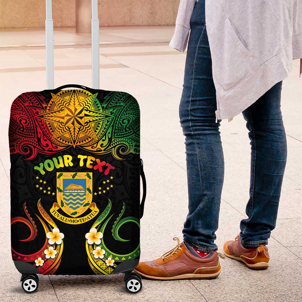 Personalised Tuvalu Independence Day Luggage Cover Polynesian Tattoo and Plumeria Reggae Color LT03 Reggae - Polynesian Pride