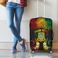 Personalised Tuvalu Independence Day Luggage Cover Polynesian Tattoo and Plumeria Reggae Color LT03 - Polynesian Pride