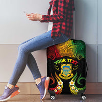 Personalised Tuvalu Independence Day Luggage Cover Polynesian Tattoo and Plumeria Reggae Color LT03 - Polynesian Pride