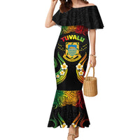 Personalised Tuvalu Independence Day Mermaid Dress Polynesian Tattoo and Plumeria Reggae Color LT03 Women Reggae - Polynesian Pride