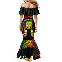 Personalised Tuvalu Independence Day Mermaid Dress Polynesian Tattoo and Plumeria Reggae Color LT03 - Polynesian Pride