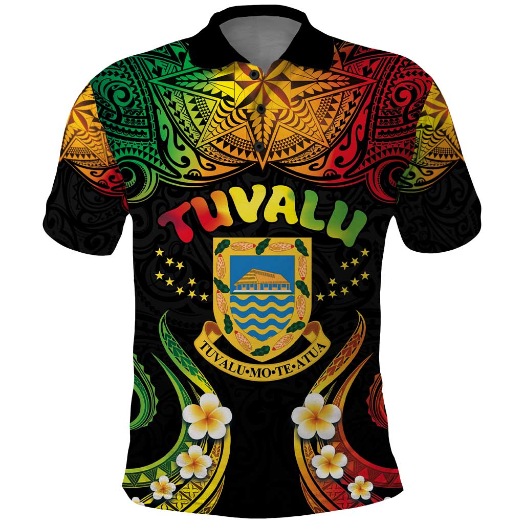 Personalised Tuvalu Independence Day Polo Shirt Polynesian Tattoo and Plumeria Reggae Color LT03 Reggae - Polynesian Pride