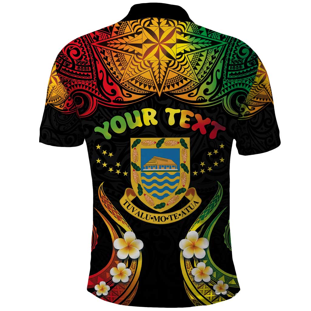 Personalised Tuvalu Independence Day Polo Shirt Polynesian Tattoo and Plumeria Reggae Color LT03 - Polynesian Pride
