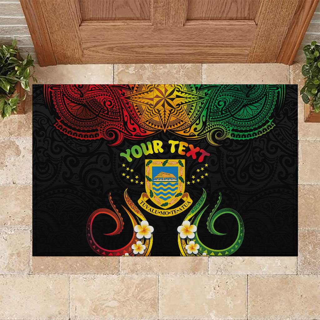Personalised Tuvalu Independence Day Rubber Doormat Polynesian Tattoo and Plumeria Reggae Color LT03 Reggae - Polynesian Pride
