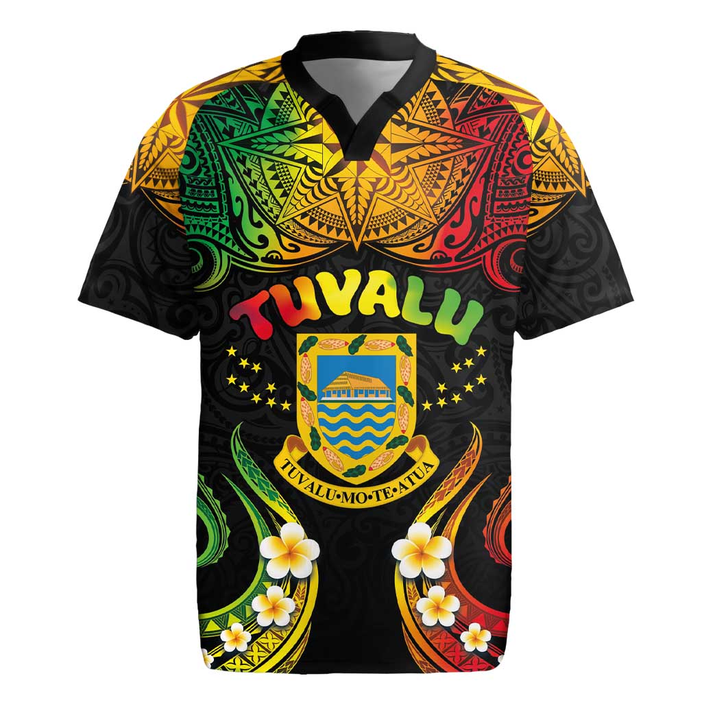 Personalised Tuvalu Independence Day Rugby Jersey Polynesian Tattoo and Plumeria Reggae Color LT03 Reggae - Polynesian Pride