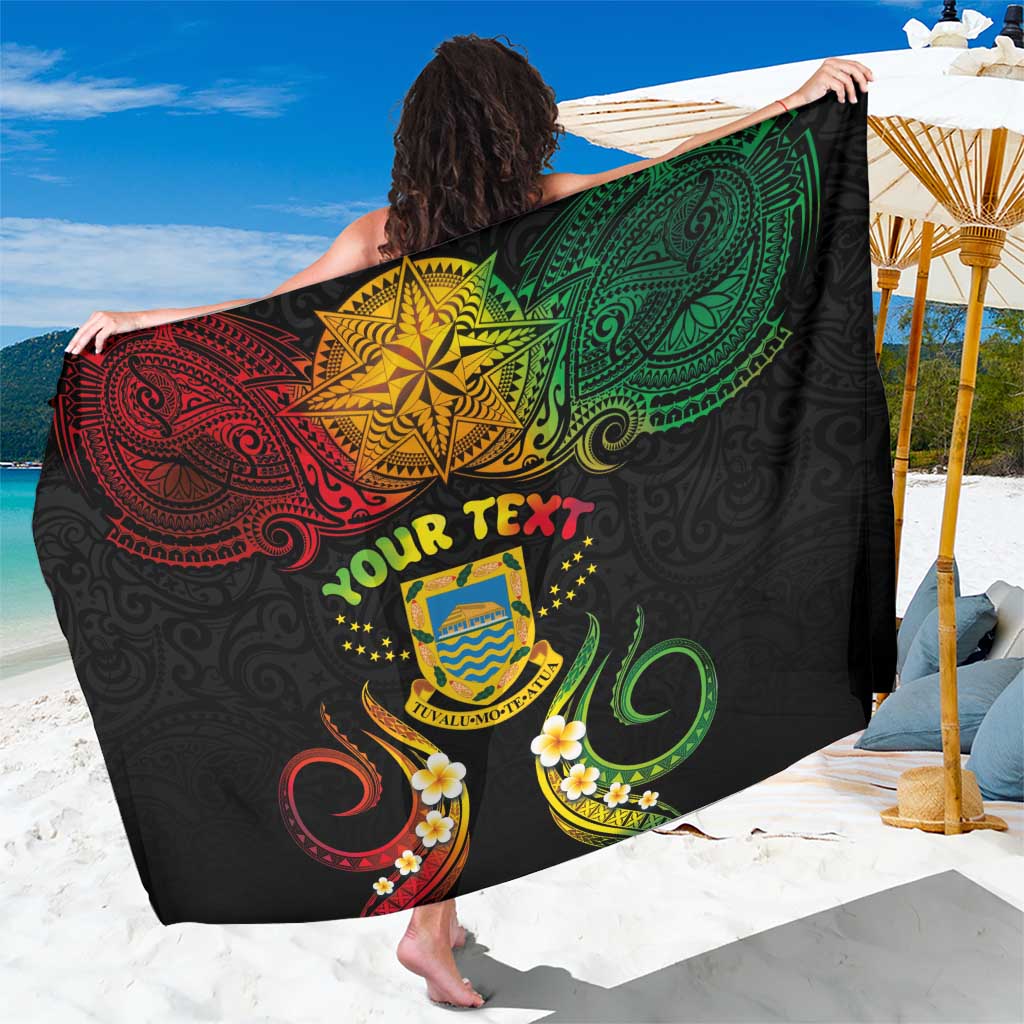 Personalised Tuvalu Independence Day Sarong Polynesian Tattoo and Plumeria Reggae Color LT03 One Size 44 x 66 inches Reggae - Polynesian Pride