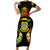 Personalised Tuvalu Independence Day Short Sleeve Bodycon Dress Polynesian Tattoo and Plumeria Reggae Color