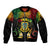 Personalised Tuvalu Independence Day Sleeve Zip Bomber Jacket Polynesian Tattoo and Plumeria Reggae Color