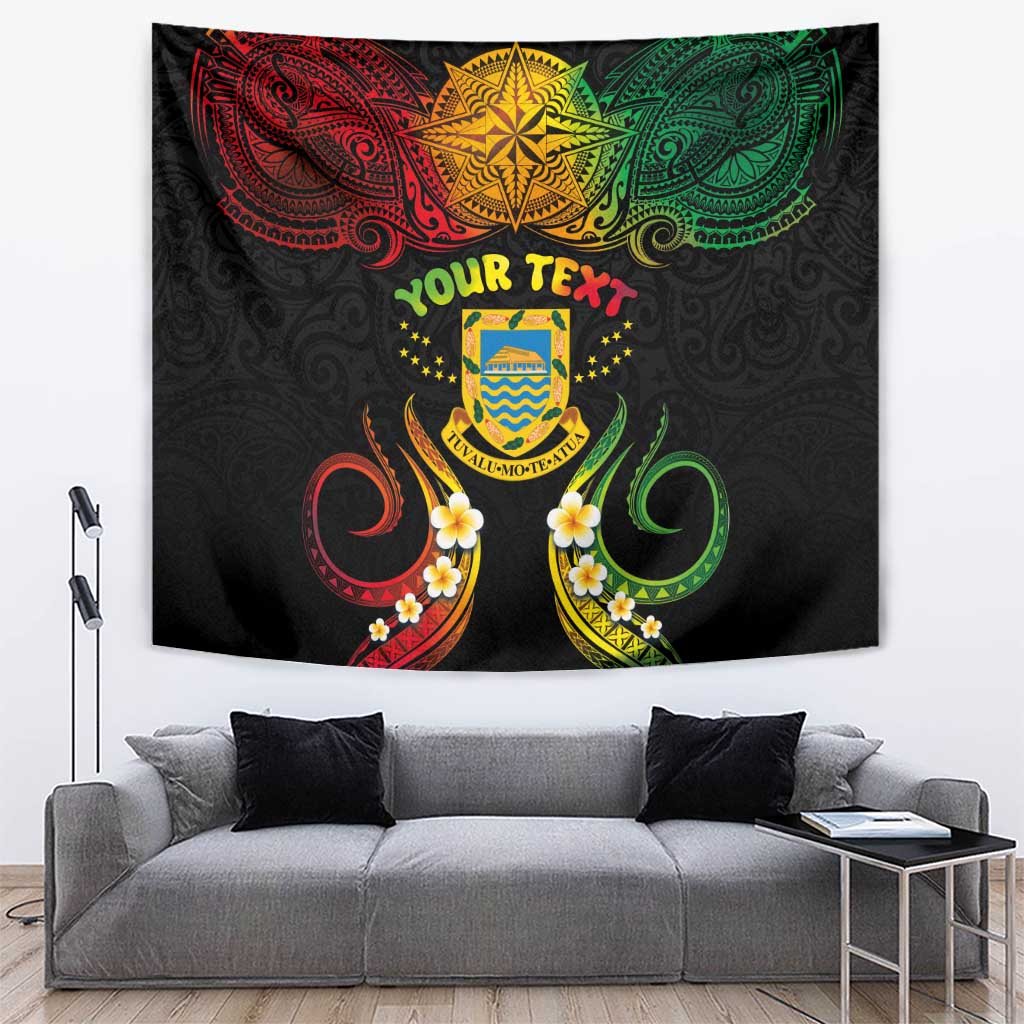 Personalised Tuvalu Independence Day Tapestry Polynesian Tattoo and Plumeria Reggae Color LT03 Reggae - Polynesian Pride
