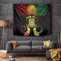 Personalised Tuvalu Independence Day Tapestry Polynesian Tattoo and Plumeria Reggae Color LT03 - Polynesian Pride