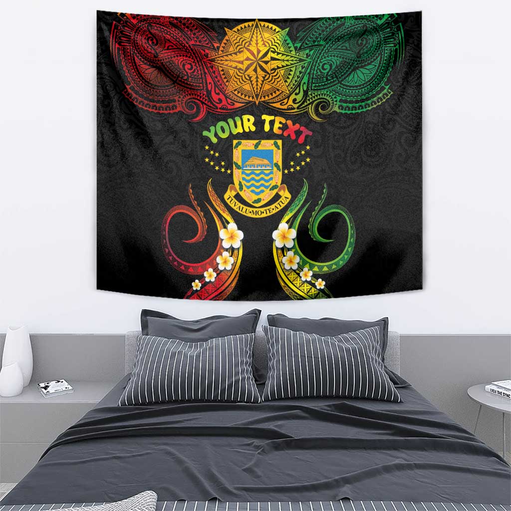 Personalised Tuvalu Independence Day Tapestry Polynesian Tattoo and Plumeria Reggae Color LT03 - Polynesian Pride