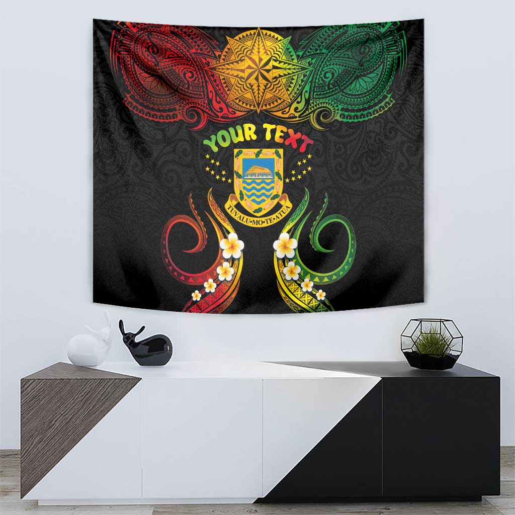 Personalised Tuvalu Independence Day Tapestry Polynesian Tattoo and Plumeria Reggae Color LT03 - Polynesian Pride