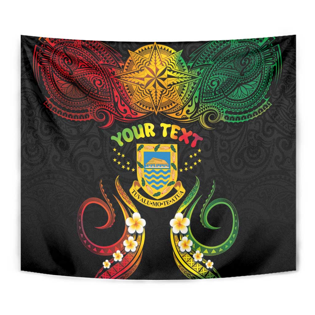 Personalised Tuvalu Independence Day Tapestry Polynesian Tattoo and Plumeria Reggae Color LT03 - Polynesian Pride