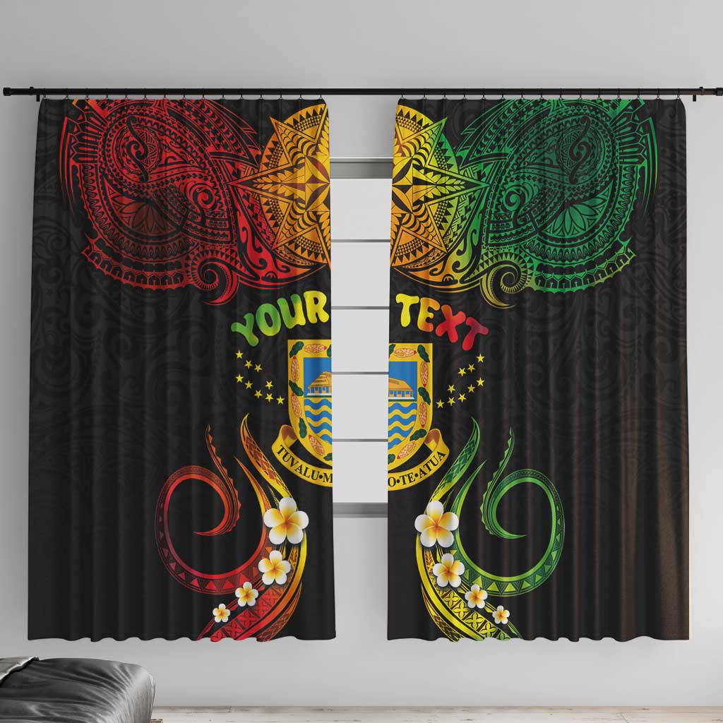 Personalised Tuvalu Independence Day Window Curtain Polynesian Tattoo and Plumeria Reggae Color LT03 With Hooks Reggae - Polynesian Pride