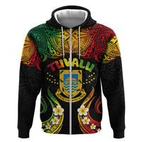 Personalised Tuvalu Independence Day Zip Hoodie Polynesian Tattoo and Plumeria Reggae Color LT03 Zip Hoodie Reggae - Polynesian Pride