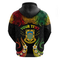 Personalised Tuvalu Independence Day Zip Hoodie Polynesian Tattoo and Plumeria Reggae Color LT03 - Polynesian Pride