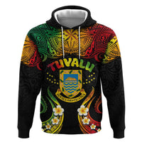Personalised Tuvalu Independence Day Zip Hoodie Polynesian Tattoo and Plumeria Reggae Color LT03 Pullover Hoodie Reggae - Polynesian Pride