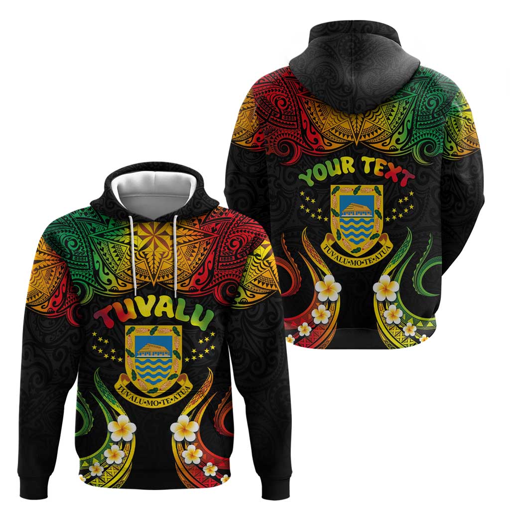Personalised Tuvalu Independence Day Zip Hoodie Polynesian Tattoo and Plumeria Reggae Color LT03 - Polynesian Pride