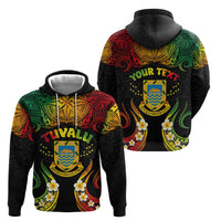 Personalised Tuvalu Independence Day Zip Hoodie Polynesian Tattoo and Plumeria Reggae Color LT03 - Polynesian Pride