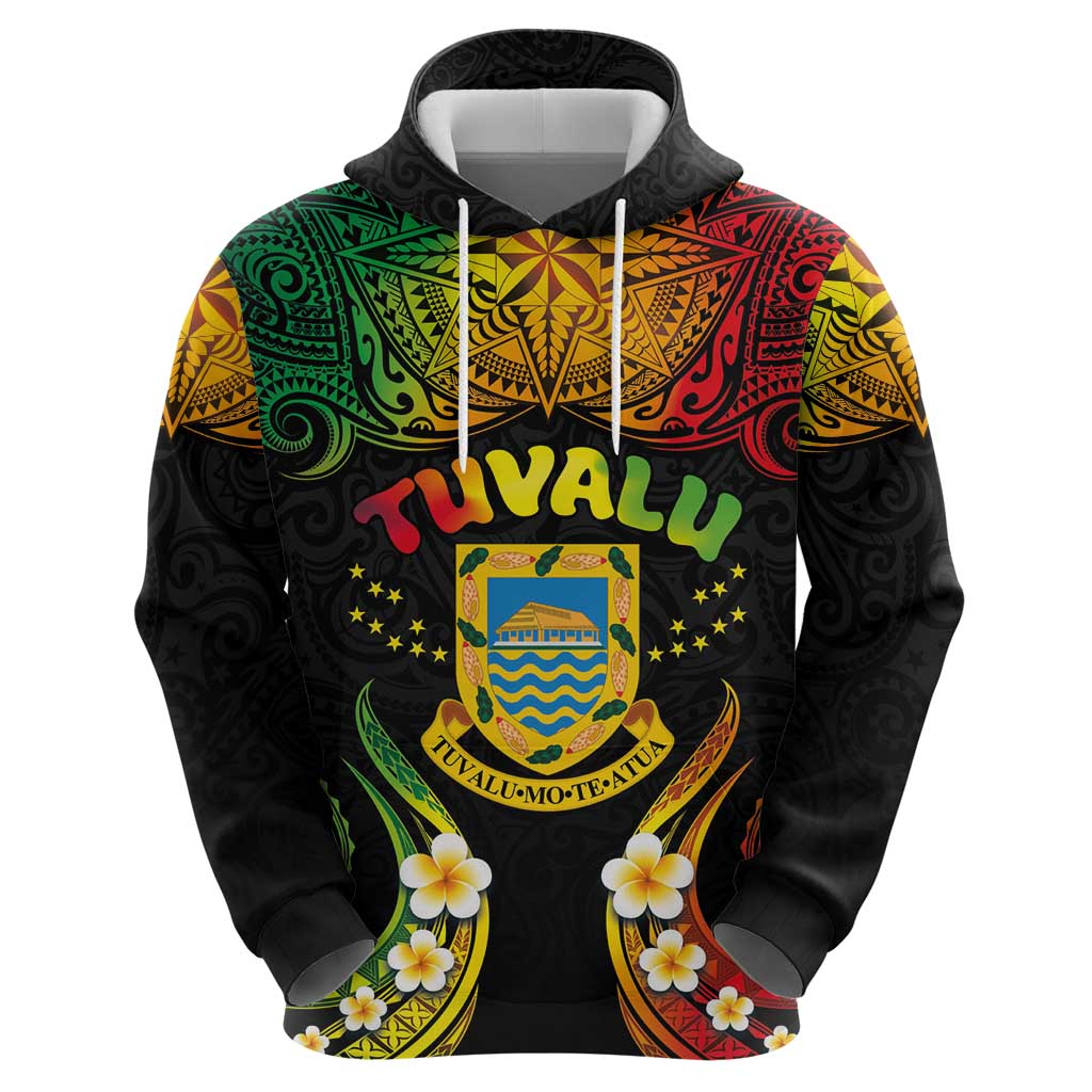 Personalised Tuvalu Independence Day Zip Hoodie Polynesian Tattoo and Plumeria Reggae Color LT03 - Polynesian Pride