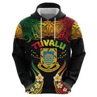 Personalised Tuvalu Independence Day Zip Hoodie Polynesian Tattoo and Plumeria Reggae Color LT03 - Polynesian Pride