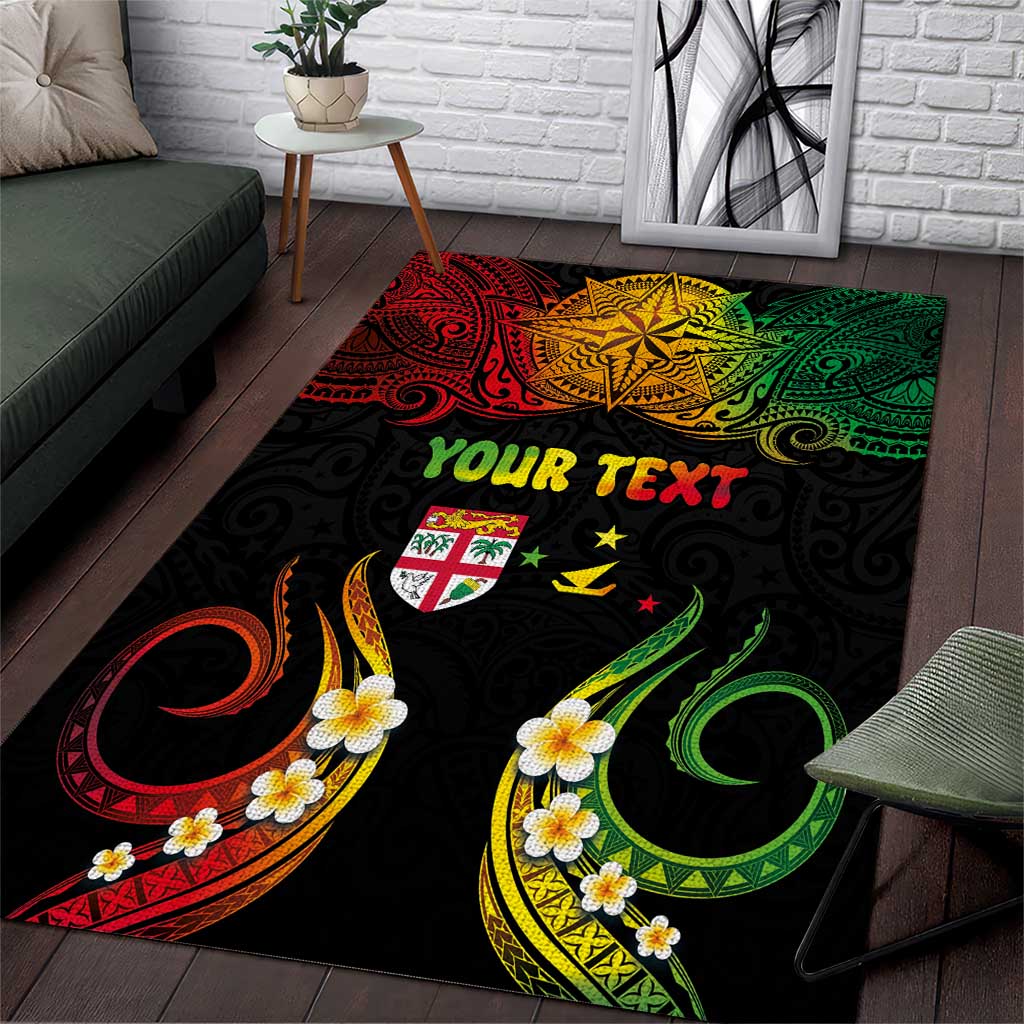 Personalised Malampa Fiji Day Area Rug Polynesian Tattoo and Plumeria Reggae Color LT03 Reggae - Polynesian Pride