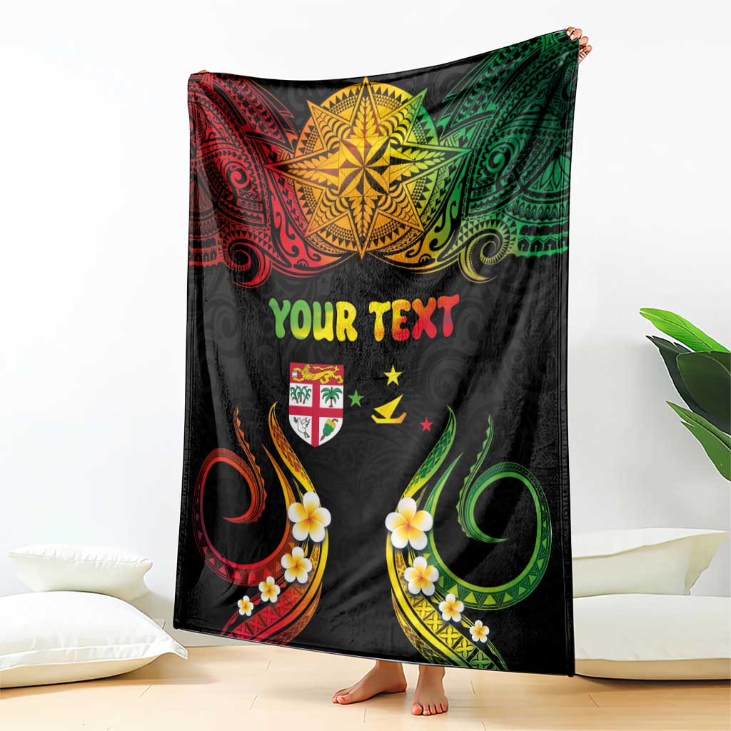 Personalised Malampa Fiji Day Blanket Polynesian Tattoo and Plumeria Reggae Color LT03 - Polynesian Pride
