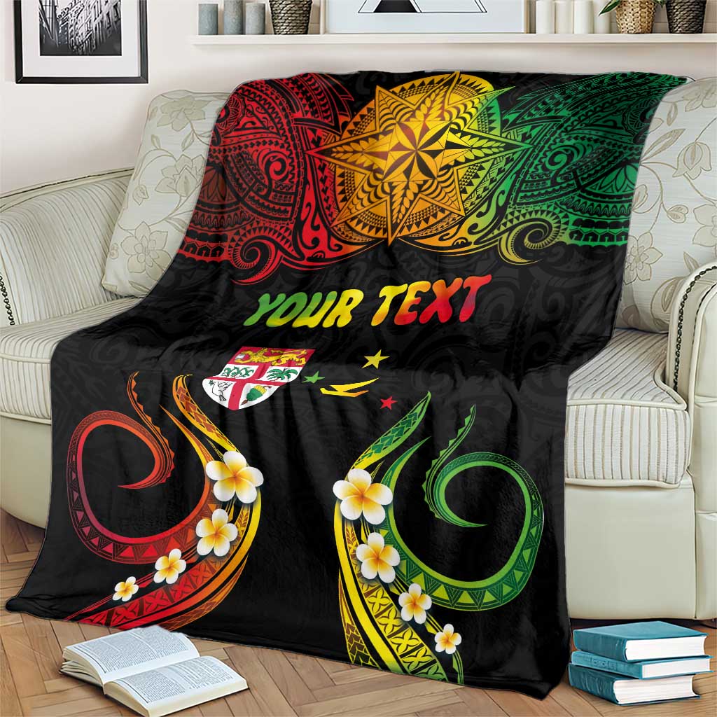 Personalised Malampa Fiji Day Blanket Polynesian Tattoo and Plumeria Reggae Color LT03 - Polynesian Pride