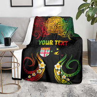 Personalised Malampa Fiji Day Blanket Polynesian Tattoo and Plumeria Reggae Color LT03 - Polynesian Pride