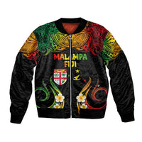 Personalised Malampa Fiji Day Bomber Jacket Polynesian Tattoo and Plumeria Reggae Color LT03 Unisex Reggae - Polynesian Pride