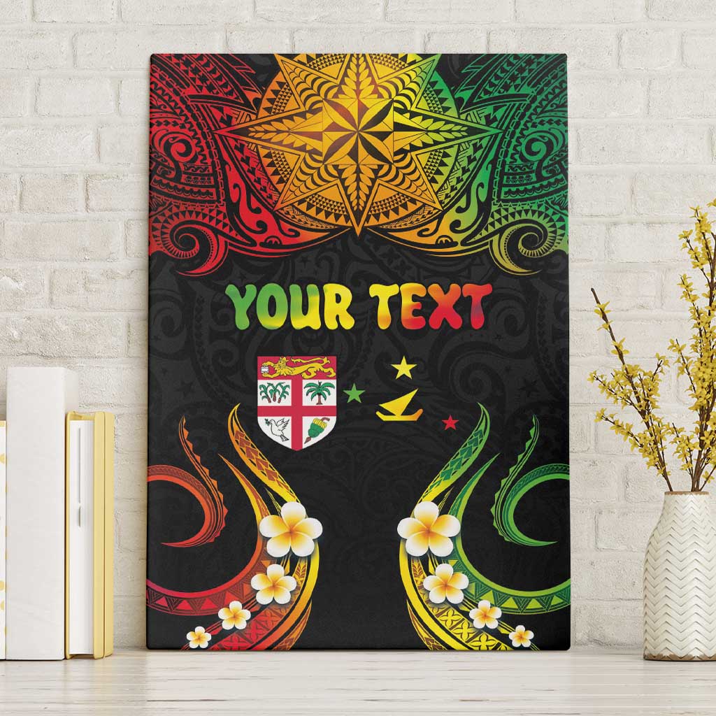 Personalised Malampa Fiji Day Canvas Wall Art Polynesian Tattoo and Plumeria Reggae Color LT03 Without Frame Reggae - Polynesian Pride