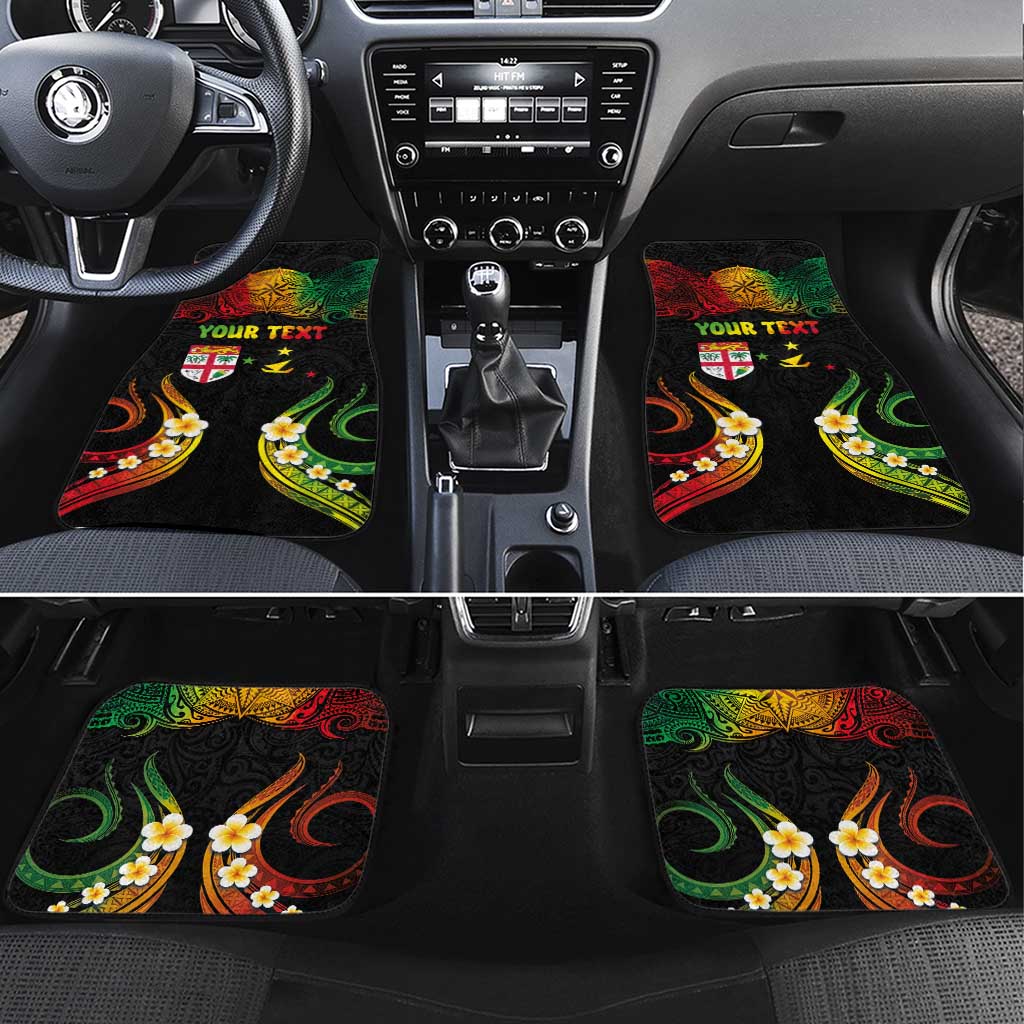 Personalised Malampa Fiji Day Car Mats Polynesian Tattoo and Plumeria Reggae Color LT03 Set 4pcs Reggae - Polynesian Pride