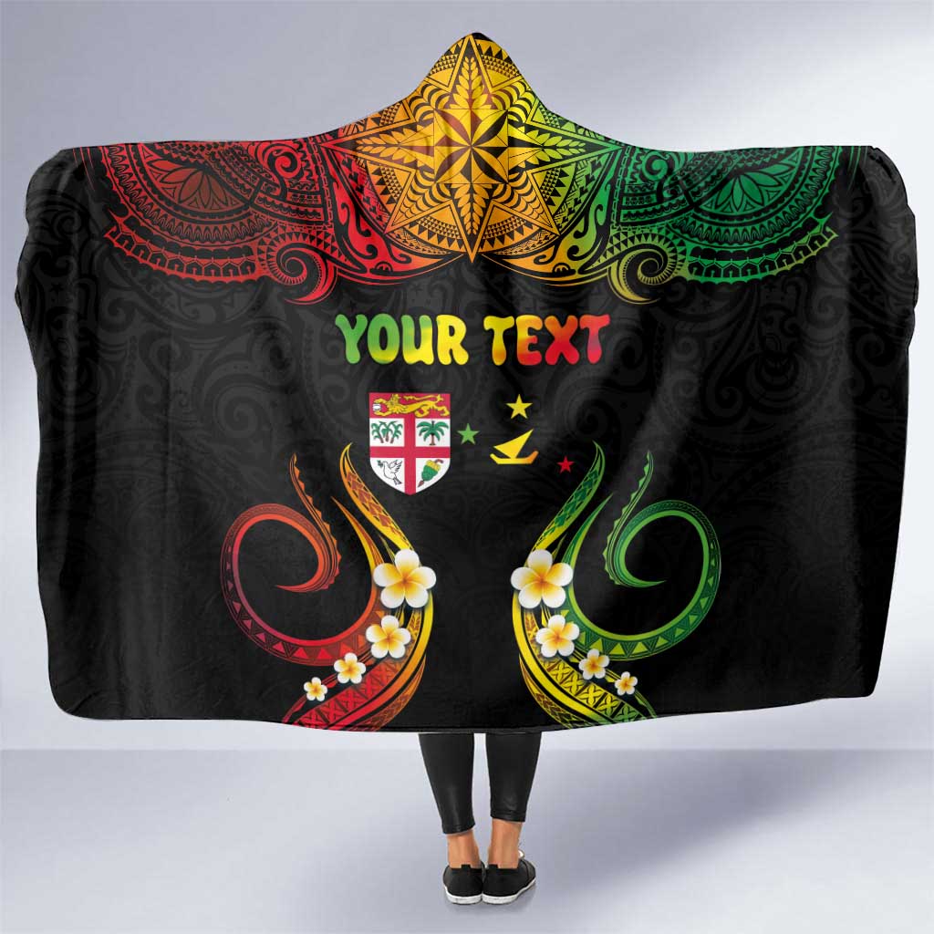 Personalised Malampa Fiji Day Hooded Blanket Polynesian Tattoo and Plumeria Reggae Color LT03 One Size Reggae - Polynesian Pride