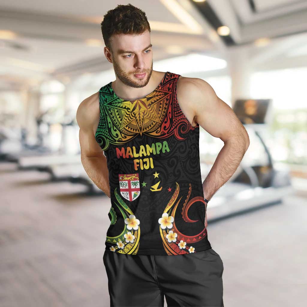 Personalised Malampa Fiji Day Men Tank Top Polynesian Tattoo and Plumeria Reggae Color LT03 Reggae - Polynesian Pride