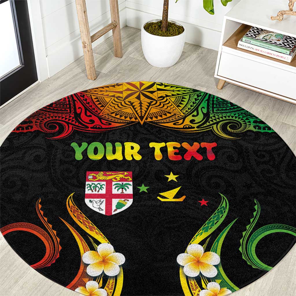 Personalised Malampa Fiji Day Round Carpet Polynesian Tattoo and Plumeria Reggae Color LT03 Reggae - Polynesian Pride
