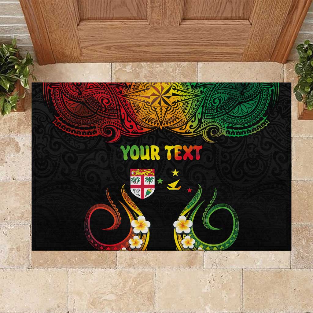 Personalised Malampa Fiji Day Rubber Doormat Polynesian Tattoo and Plumeria Reggae Color LT03 Reggae - Polynesian Pride