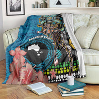 Fiji and Australia Kangaroos Blanket Indigenous Aboriginal and Fijian Masi Tribal Tattoo LT03 Blue - Polynesian Pride