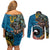 Fiji and Australia Kangaroos Couples Matching Off Shoulder Short Dress and Long Sleeve Button Shirt Indigenous Aboriginal and Fijian Masi Tribal Tattoo