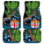 Fiji and New Zealand Tui Bird Car Mats Koru Fern Leafs and Palm Tree With Plumeria