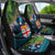 Fiji and New Zealand Tui Bird Car Seat Cover Koru Fern Leafs and Palm Tree With Plumeria