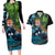 Fiji and New Zealand Tui Bird Couples Matching Long Sleeve Bodycon Dress and Hawaiian Shirt Koru Fern Leafs and Palm Tree With Plumeria