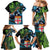 Fiji and New Zealand Tui Bird Family Matching Mermaid Dress and Hawaiian Shirt Koru Fern Leafs and Palm Tree With Plumeria